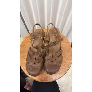 BOC Born Concept Brown Leather Strappy Wedge Sandals Women's 8